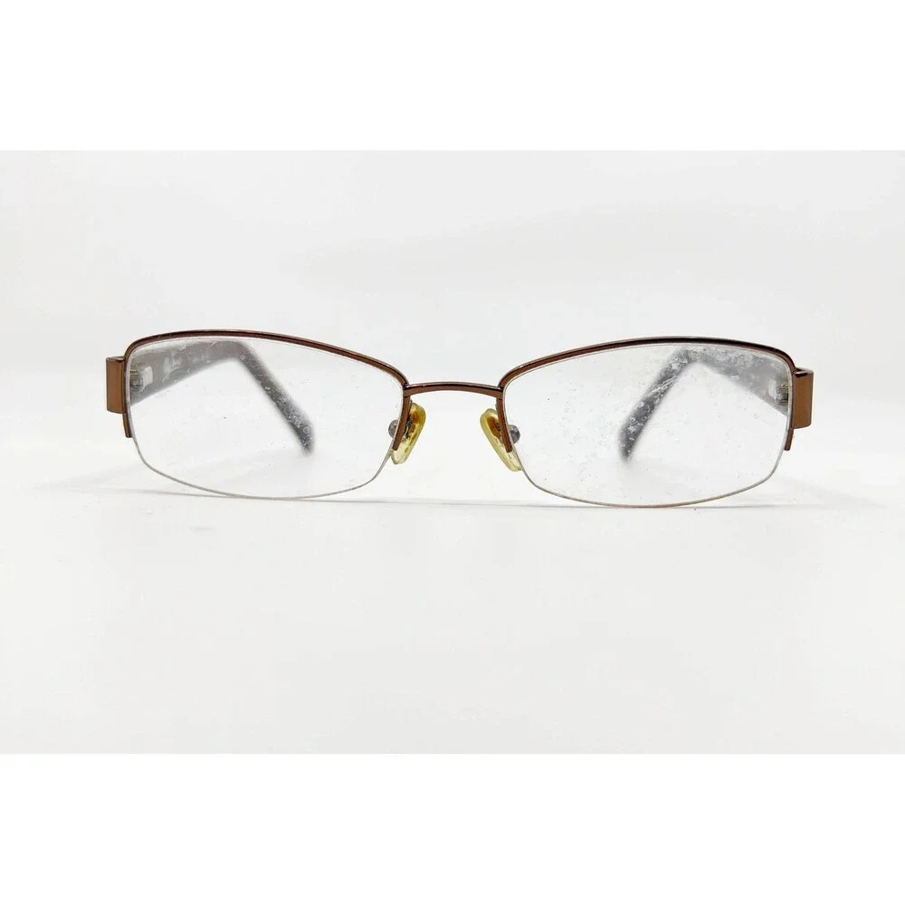 Oleg Cassini Eyeglasses Womens Brown OC0326 Rhinestone Semi Rimless 53-18-135